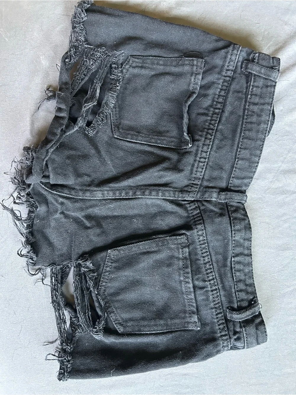 SHEIN Black Distressed Frayed Denim Shorts